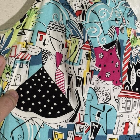 Kelly and Diane Vibrant Print Halter Beaded Trim  Dress Size 10 Cruise Vacation - Picture 7 of 16